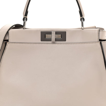 Fendi Vitello Seta Shiny Nappa Medium Peekaboo Iconic Satchel Grigio Polvere Bordeaux 9 of 15