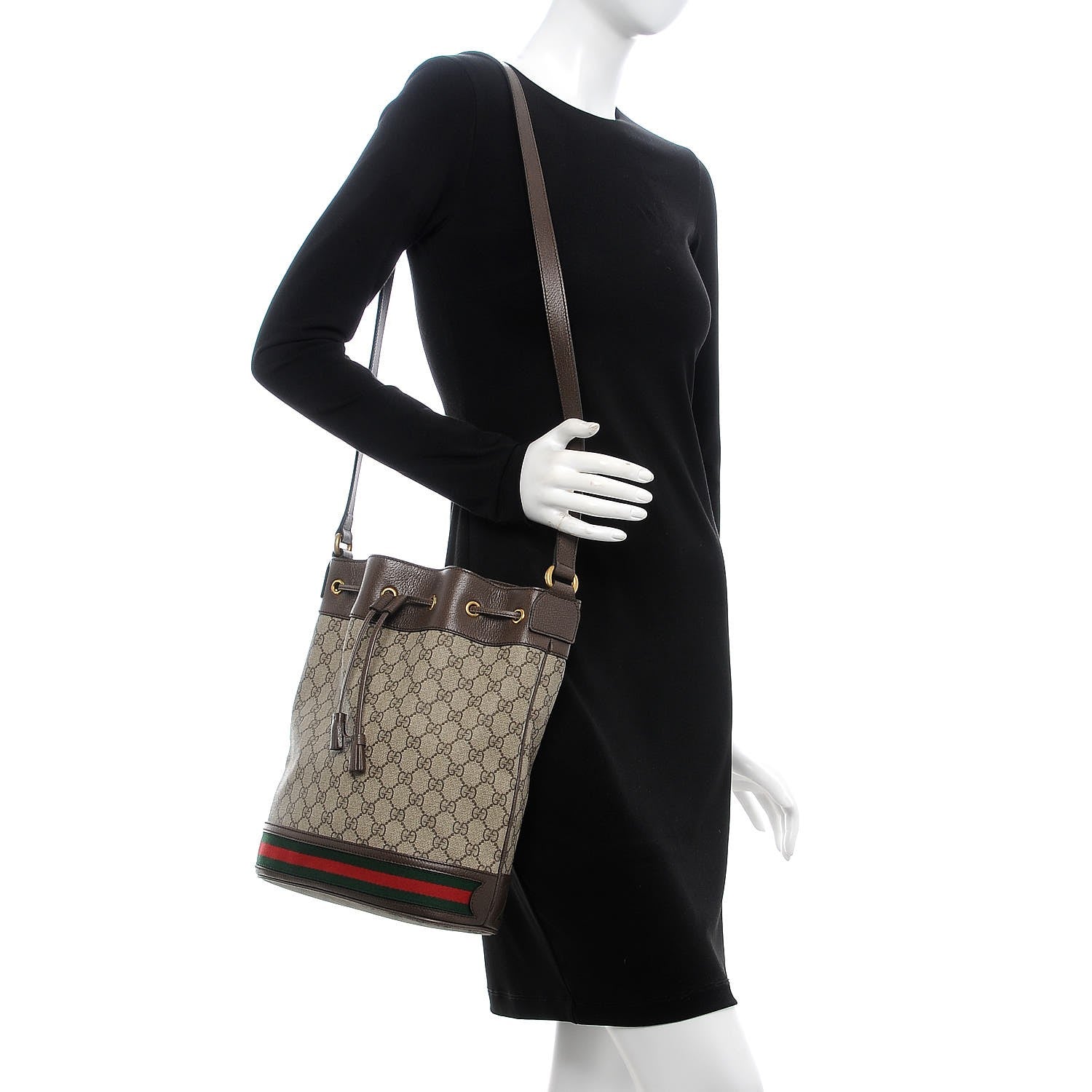 Gucci GG Supreme Monogram Web Ophidia Bucket Bag Brown 2 of 7