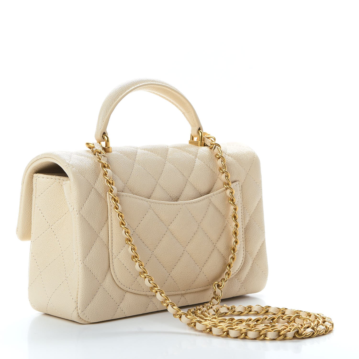 Chanel Caviar Quilted Mini Top Handle Rectangular Flap Beige 3 of 11