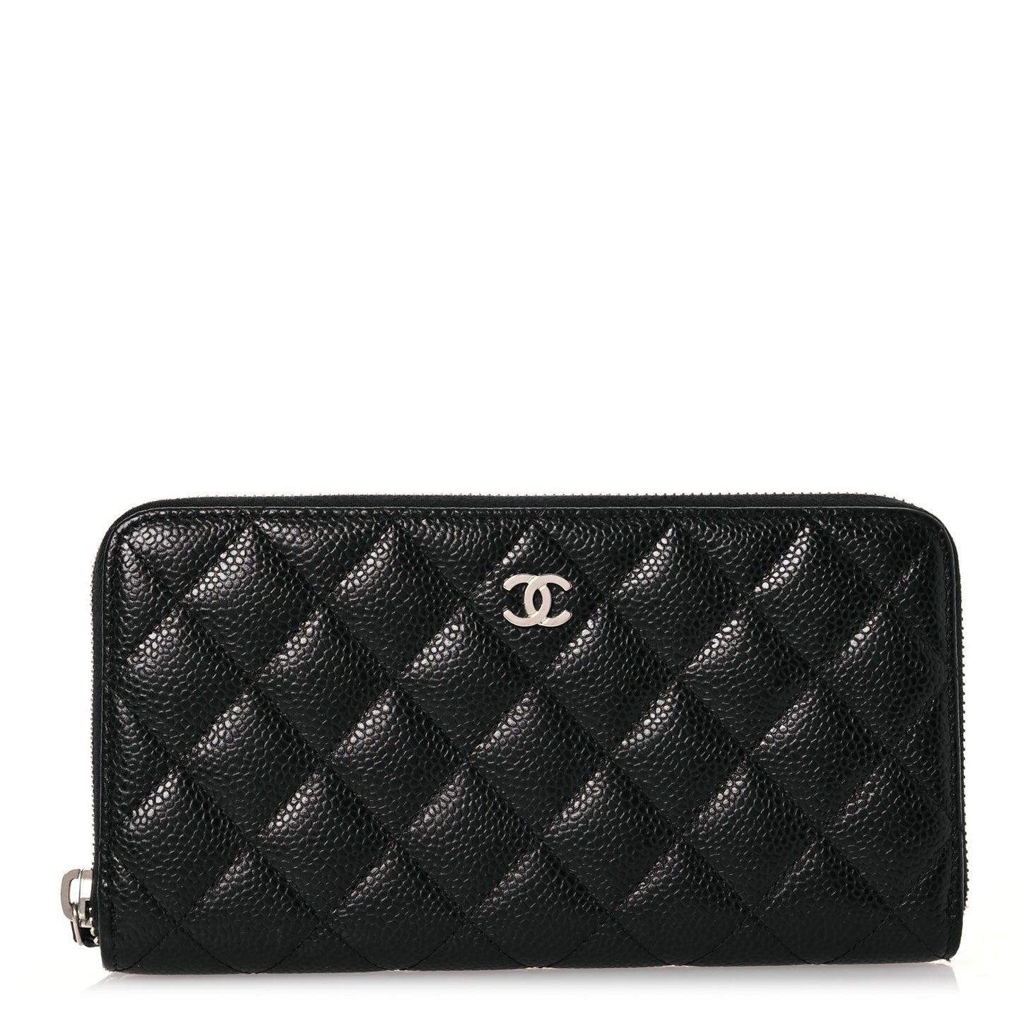 Caviar Quilted Large Gusset Zip Around Wallet Black