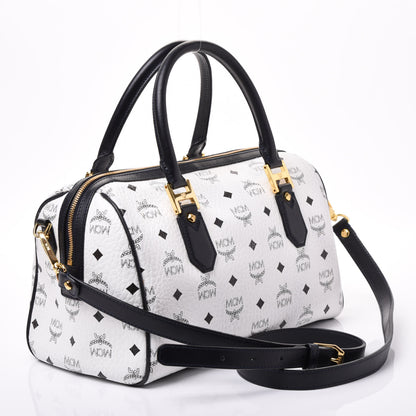 MCM Visetos Heritage Boston Satchel White 2 of 11
