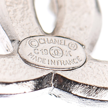 Chanel Pearl Crystal CC Snow Palace Earrings Silver 3 of 5