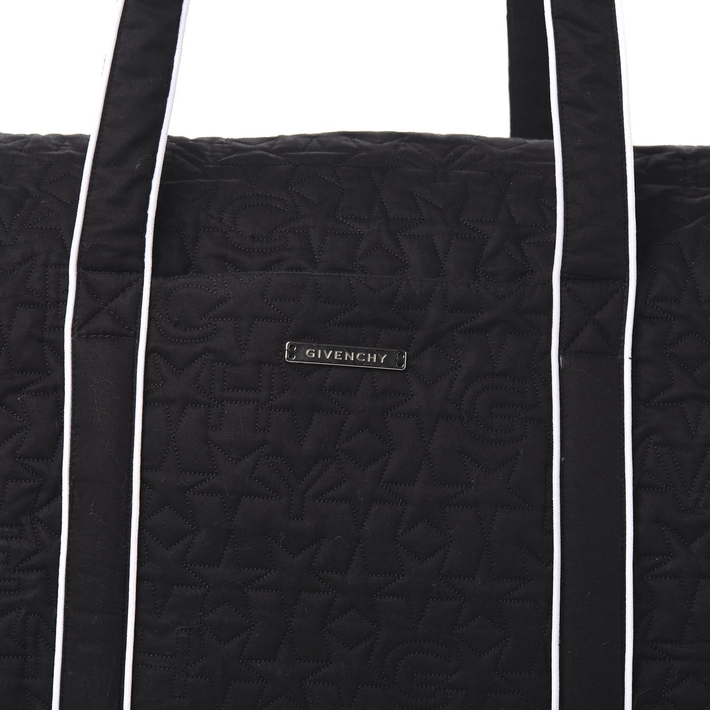Nylon Quilted Stars Diaper Bag Black