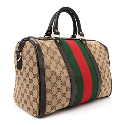 Gucci Monogram Vintage Web Medium Boston Dark Brown 3 of 16