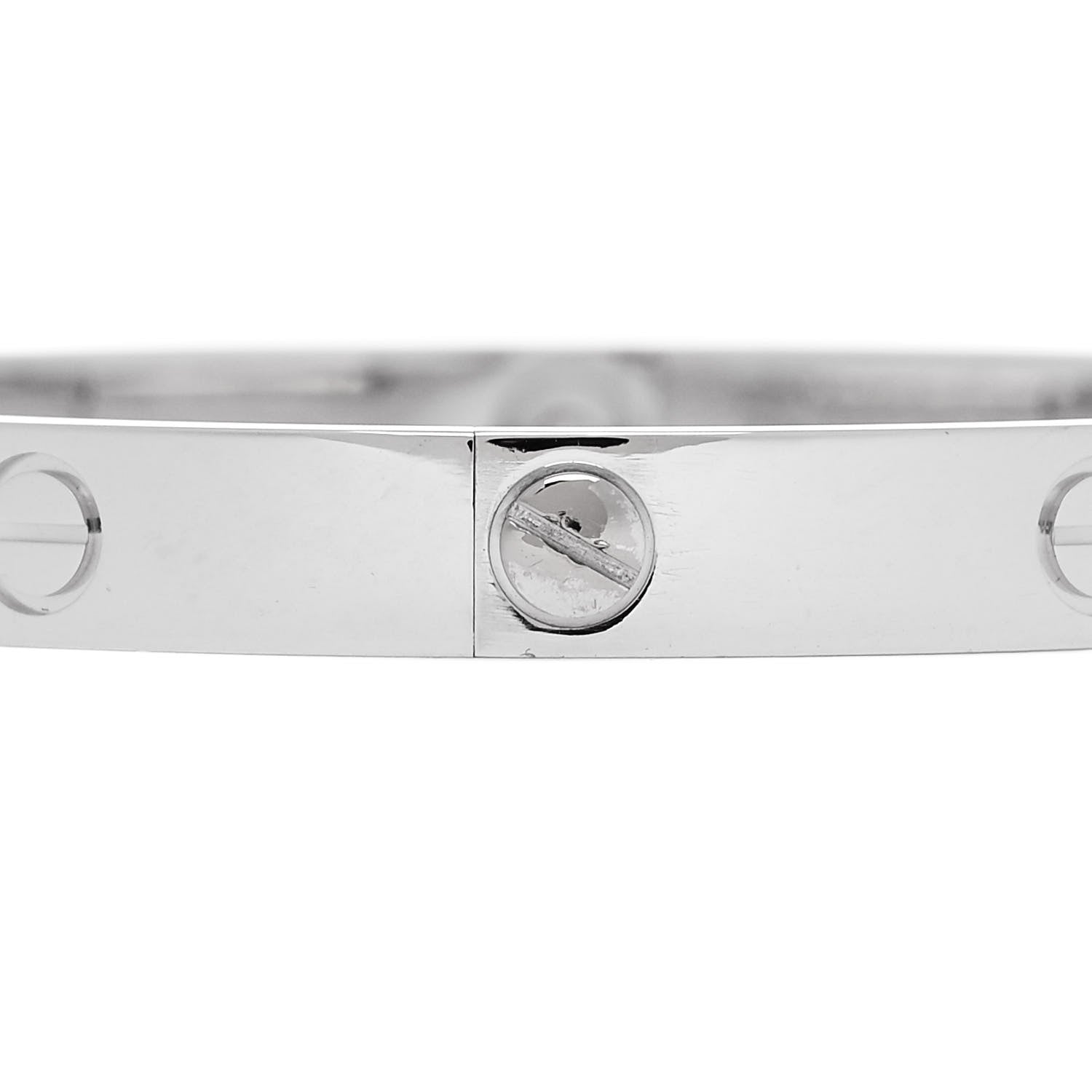 Cartier 18K White Gold 4 Diamond LOVE Bracelet 18 5 of 8