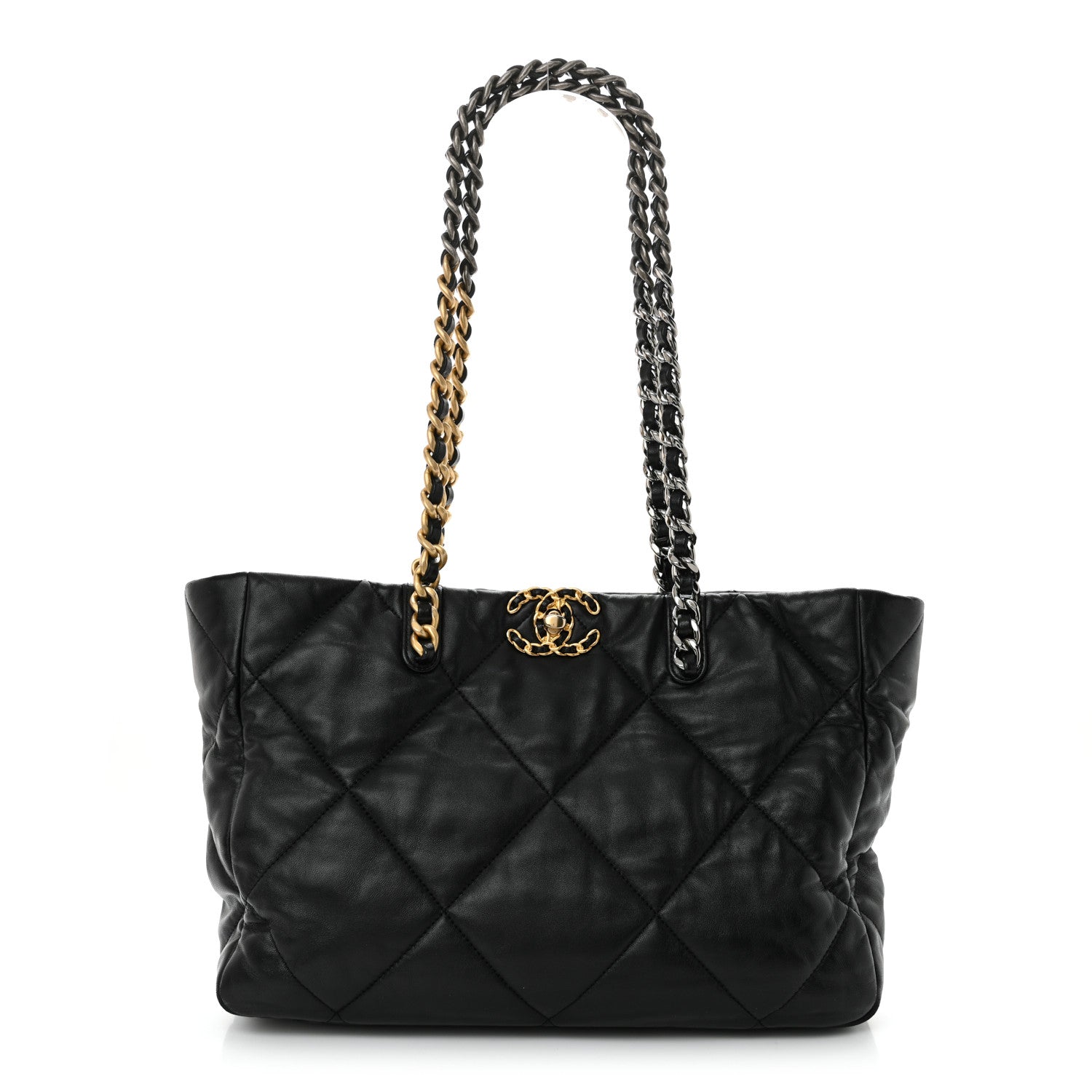Chanel Lambskin Quilted Chanel 19 East West Shopping Bag Black 1 of 13