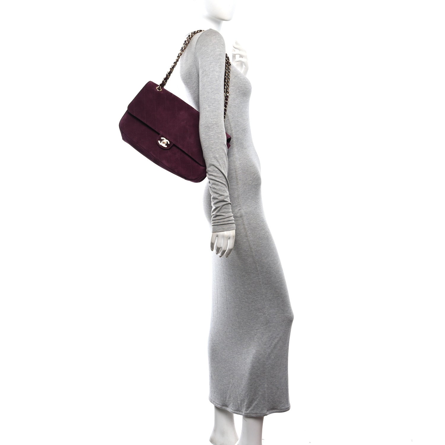 Chanel Suede Calfskin Small Souplissimo Maxi Flap Burgundy 2 of 11