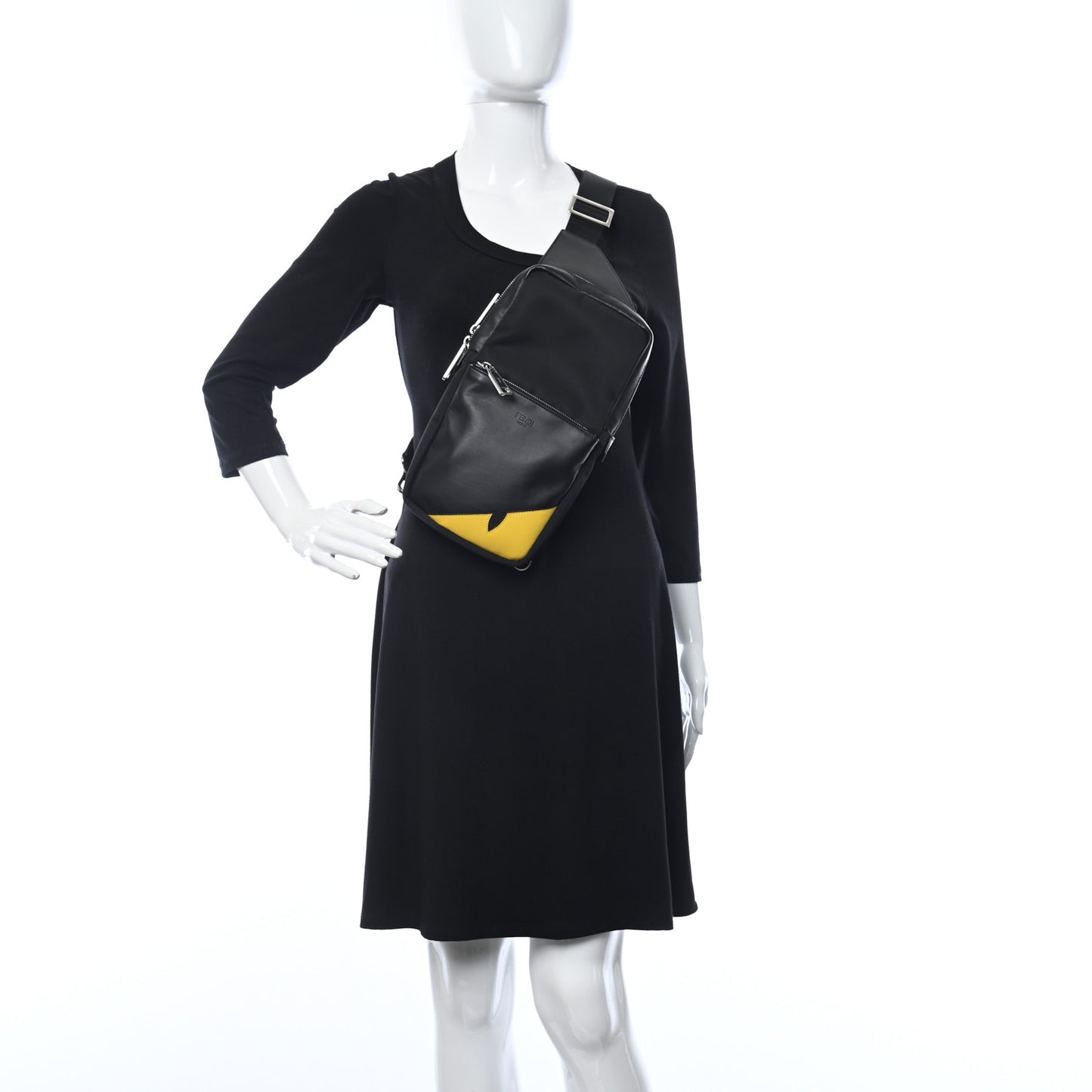 Nylon Vitello Grace Cruise Corner Bugs Sling Bag Black Sunflower