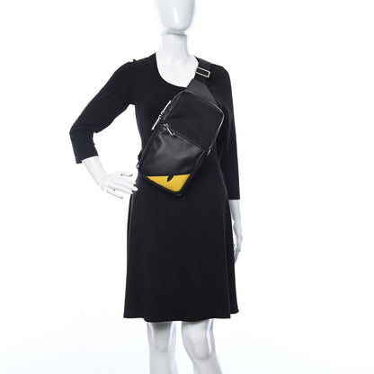 Fendi Nylon Vitello Grace Cruise Corner Bugs Sling Bag Black Sunflower 2 of 11