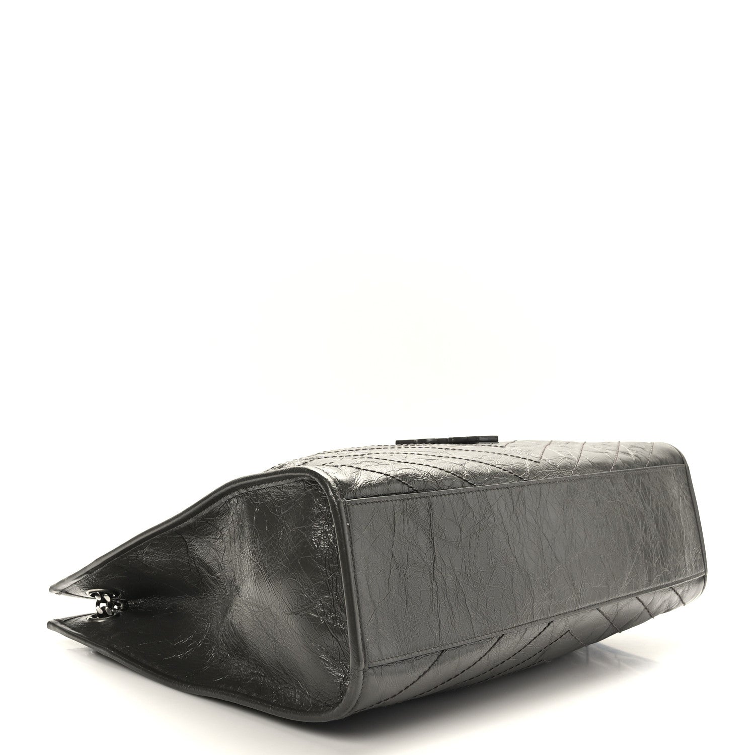 Saint Laurent Crinkled Calfskin Matelasse Monogram Niki Shoulder Bag Storm 4 of 9