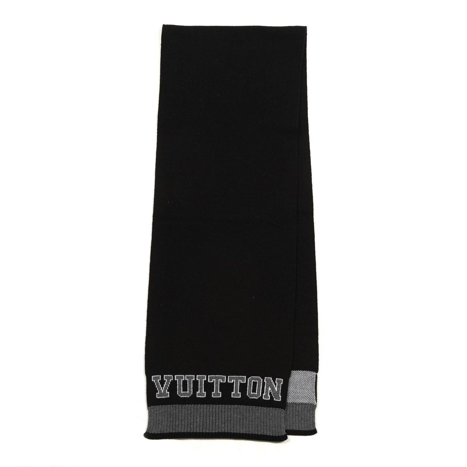Louis Vuitton Wool Scarf Black Grey 2 of 3