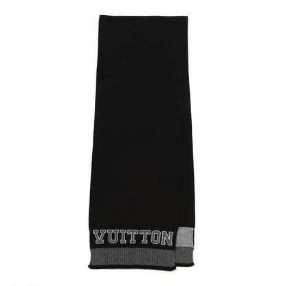 Louis Vuitton Wool Scarf Black Grey 2 of 3