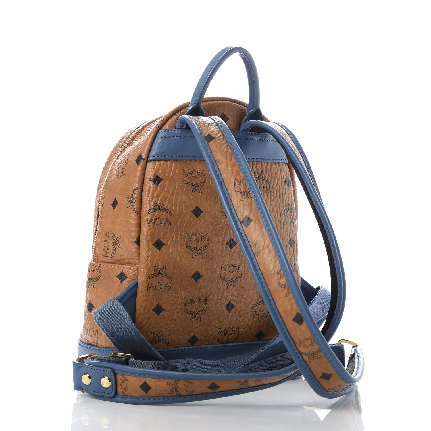 MCM Visetos Mini Stark Backpack Cognac Blue 2 of 10