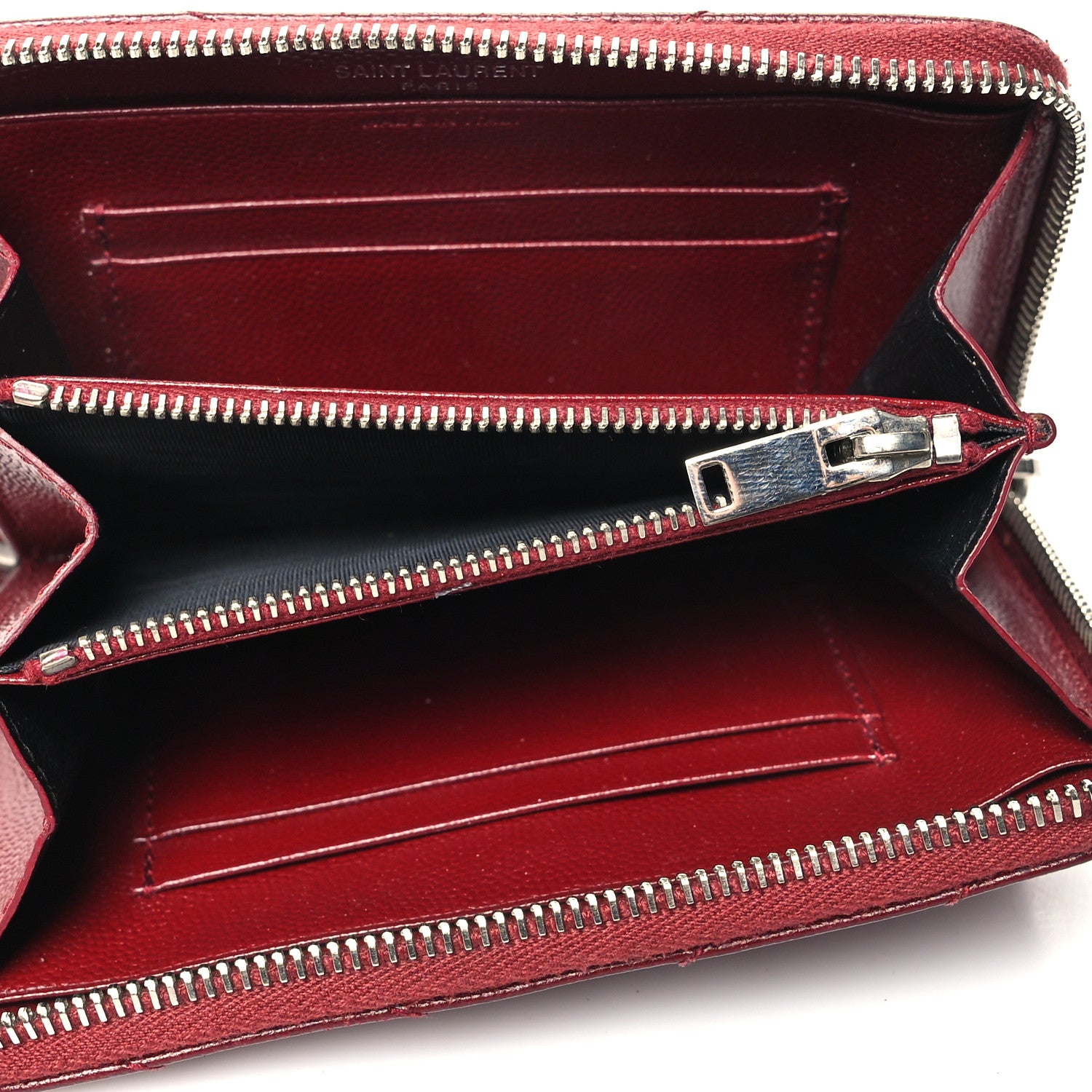 Saint Laurent Grain De Poudre Matelasse Chevron Monogram Zip Around Wallet Palissandre 5 of 11