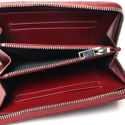 Saint Laurent Grain De Poudre Matelasse Chevron Monogram Zip Around Wallet Palissandre 5 of 11