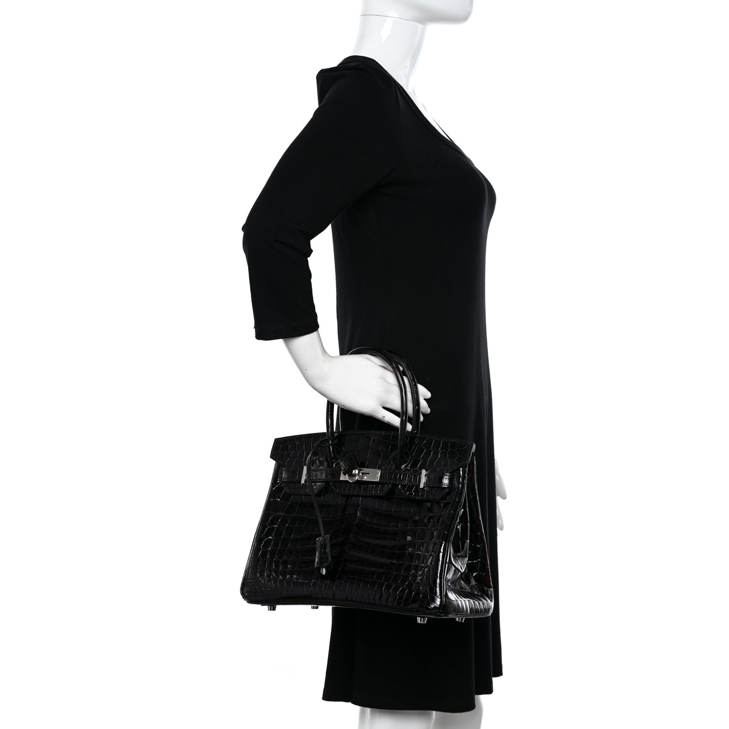Shiny Niloticus Crocodile Birkin 30 Black