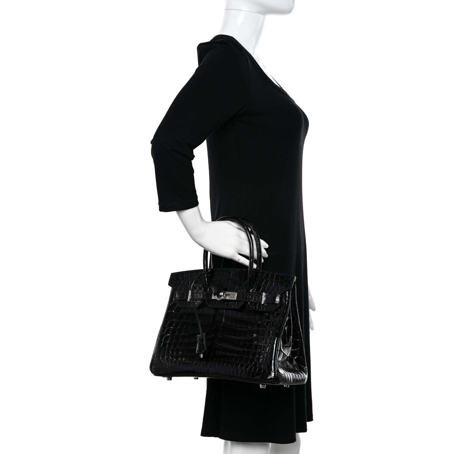 Hermes Shiny Niloticus Crocodile Birkin 30 Black 2 of 13
