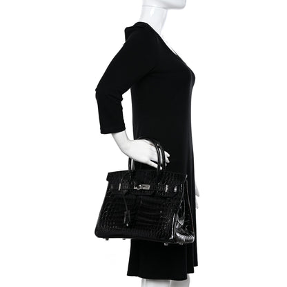 Hermes Shiny Niloticus Crocodile Birkin 30 Black 2 of 13