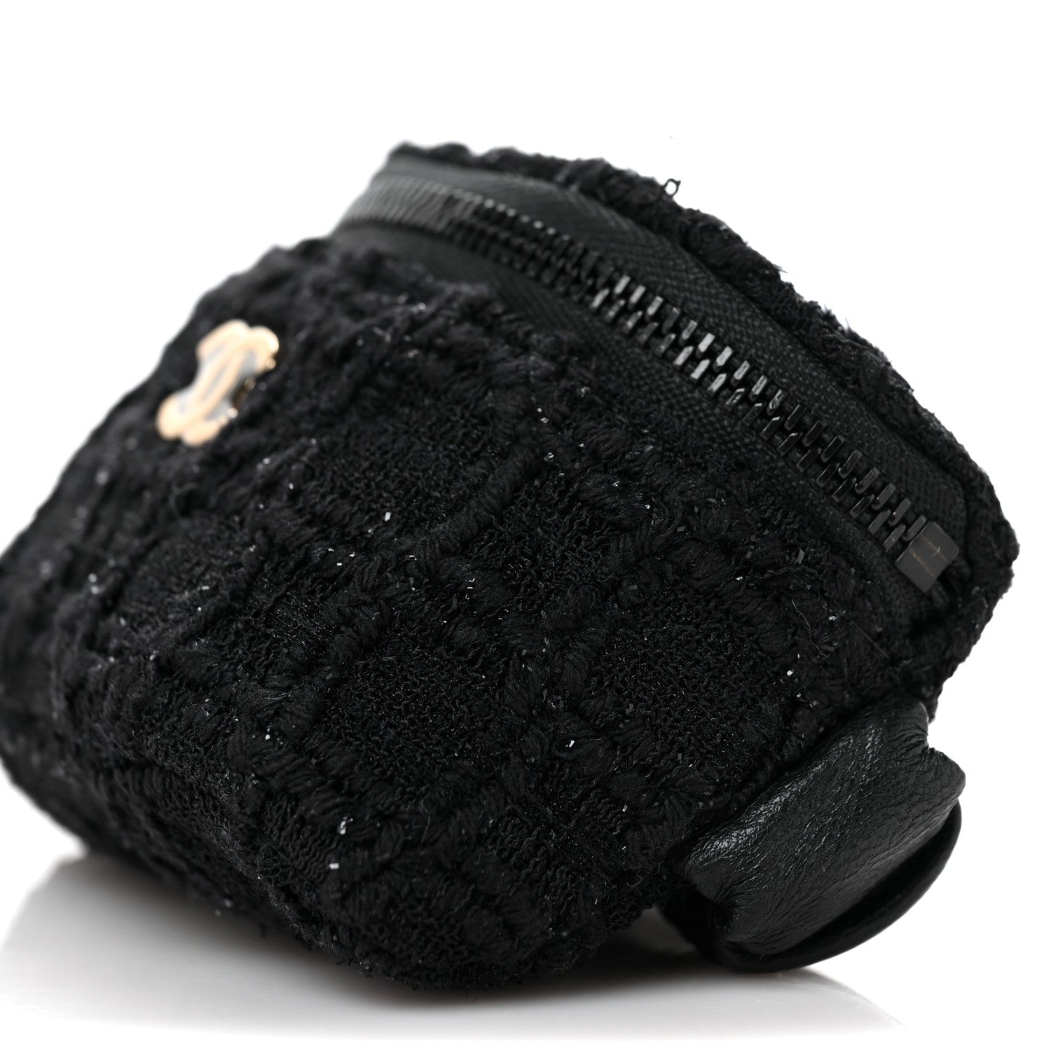 Chanel Tweed Lambskin Quilted Arm Coin Purse Black 8 of 9