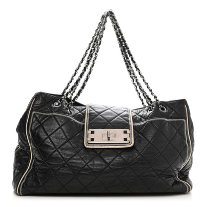Chanel Lambskin Quilted Large East West Tote Black 1 of 11