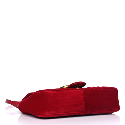 Gucci Velvet Matelasse Medium GG Marmont Shoulder Bag Hibiscus Red 3 of 5