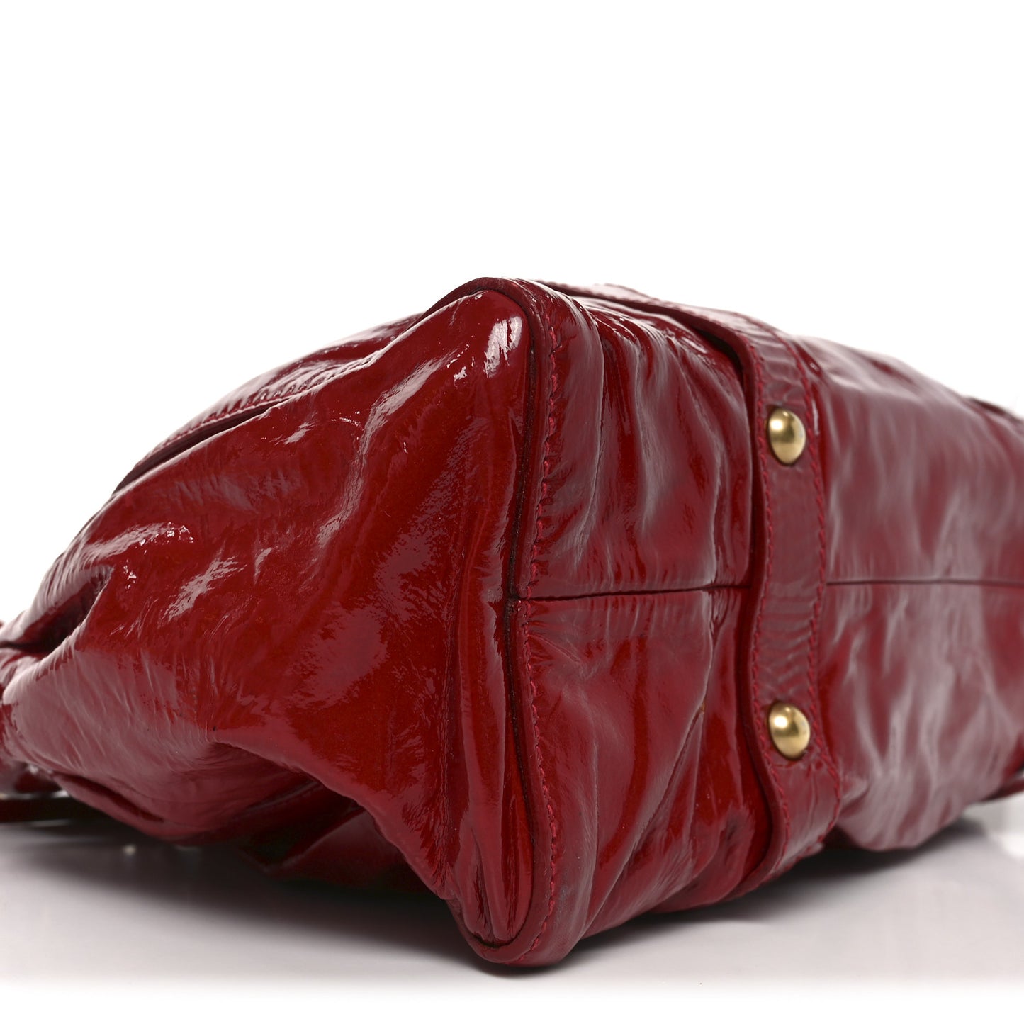 Vernice Patent Gathered Tote Rosso