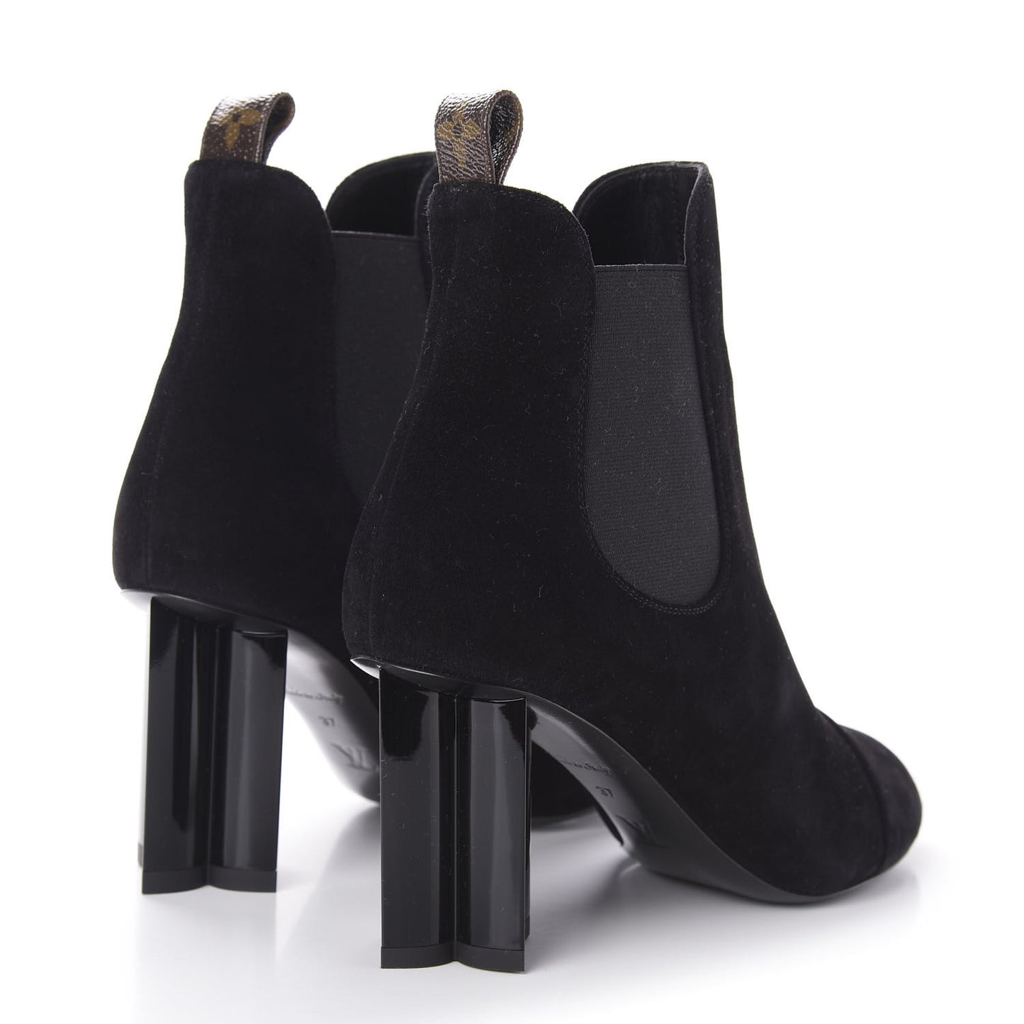 Suede Monogram Uniformes Cap Toe Chelsea 80mm Ankle Boots 37 Black