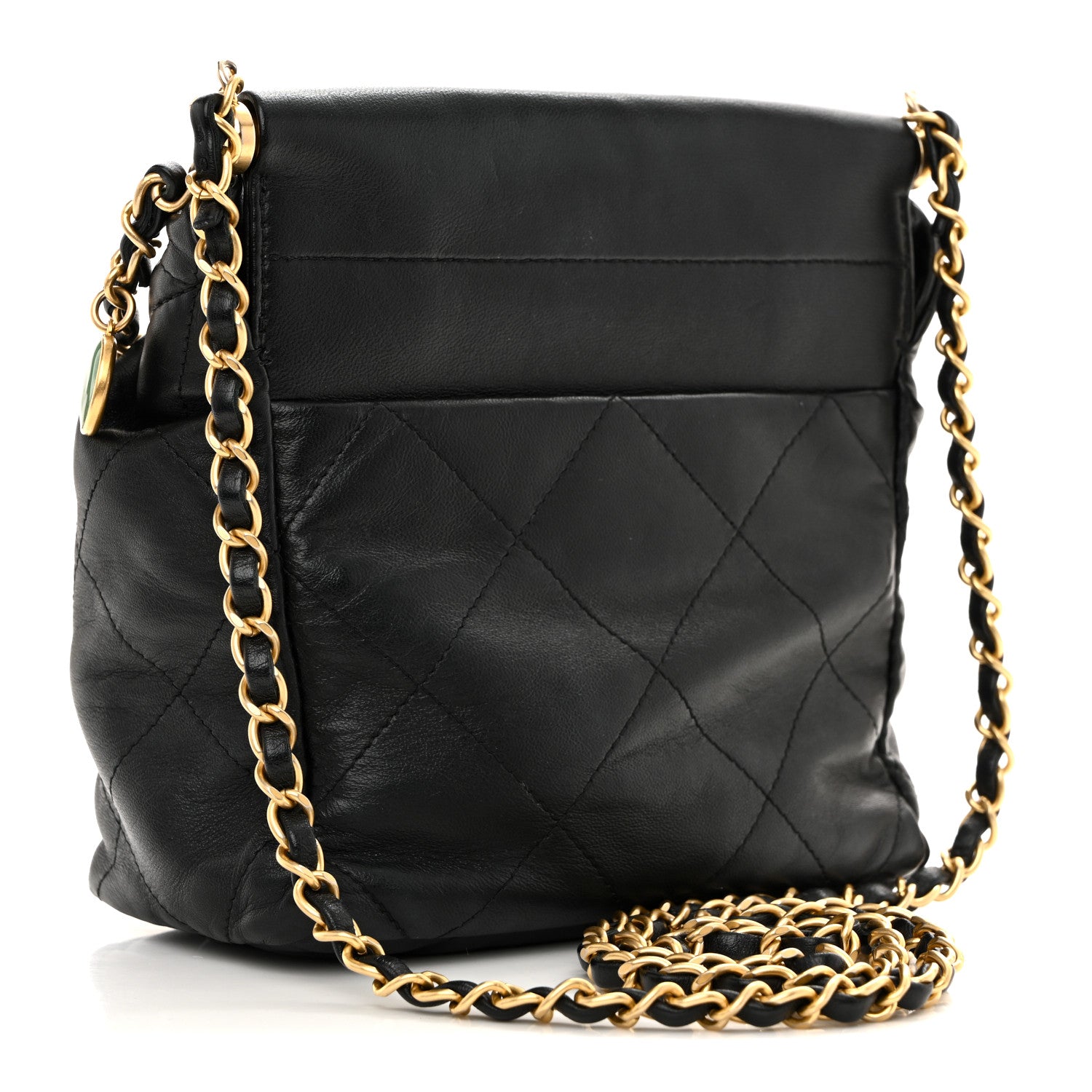 Chanel Lambskin Resin Quilted Small Bucket Bag Black 3 of 10