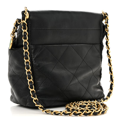 Chanel Lambskin Resin Quilted Small Bucket Bag Black 3 of 10