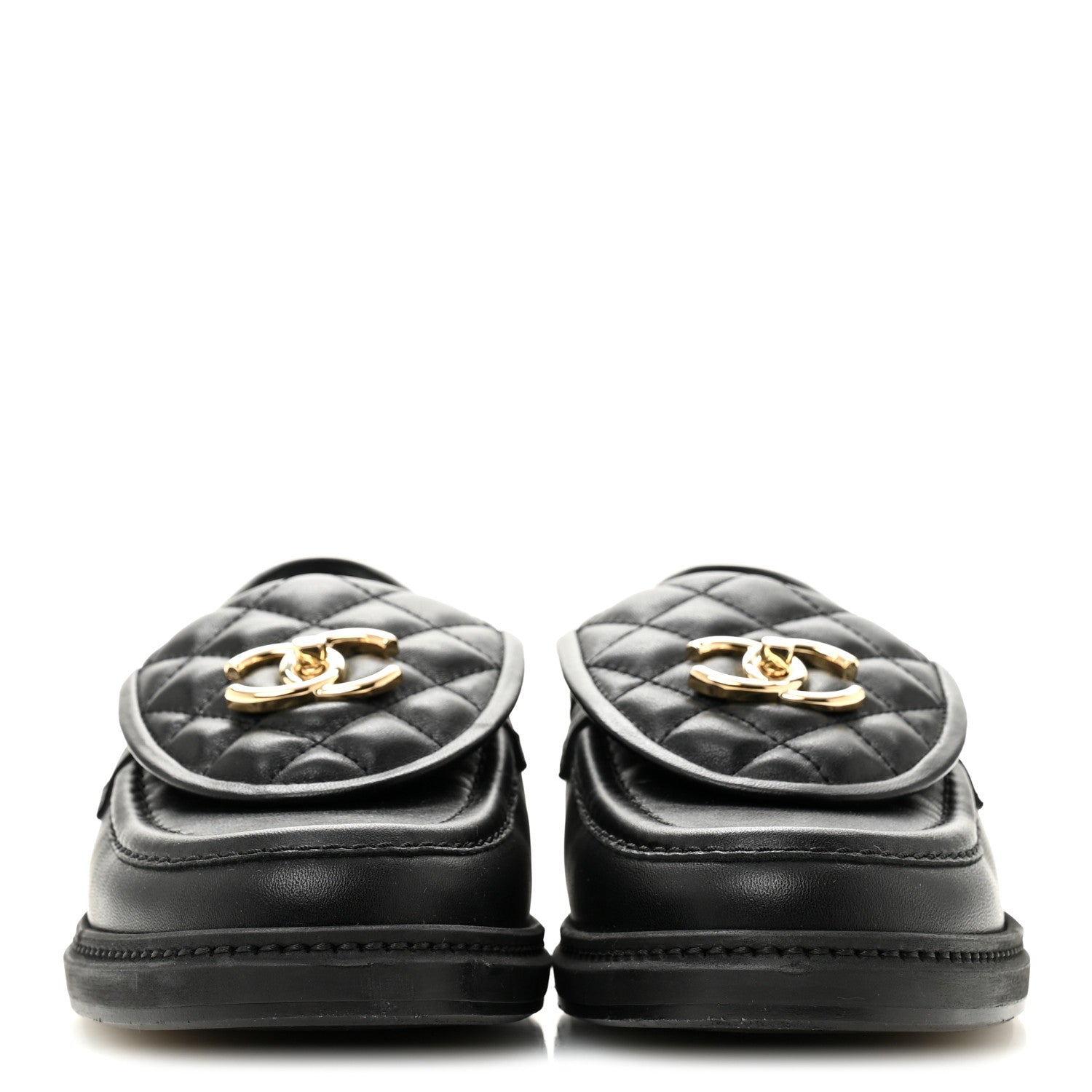 Chanel Lambskin Quilted CC Turnlock Loafers 38 Black 3 of 11