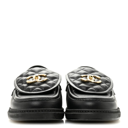 Chanel Lambskin Quilted CC Turnlock Loafers 38 Black 3 of 11
