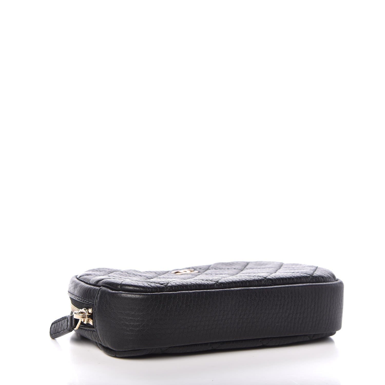 Chanel Grained Calfskin Quilted Small Curvy Pouch Cosmetic Case Black 4 of 8