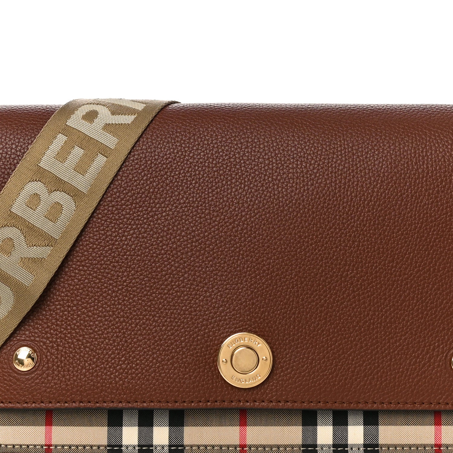 Burberry Calfskin Vintage Check Note Crossbody Bag Tan 6 of 8