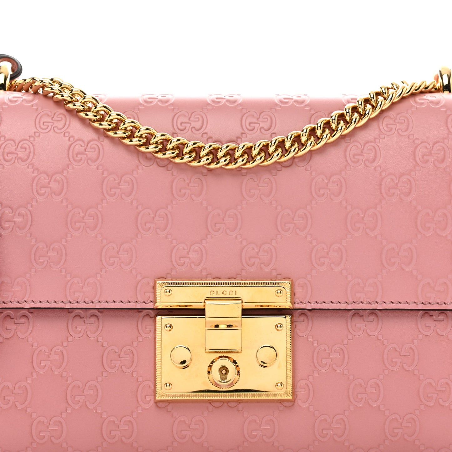 Guccissima Signature Medium Padlock Shoulder Bag Rose Baby Candy