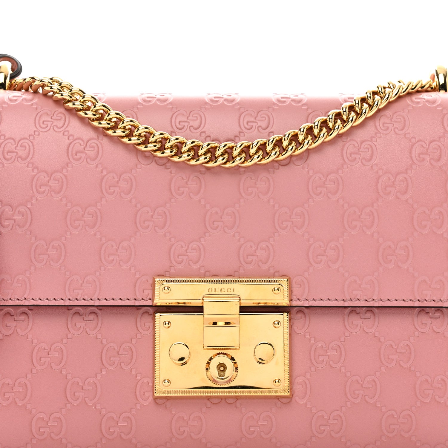 Gucci Guccissima Signature Medium Padlock Shoulder Bag Rose Baby Candy 5 of 12