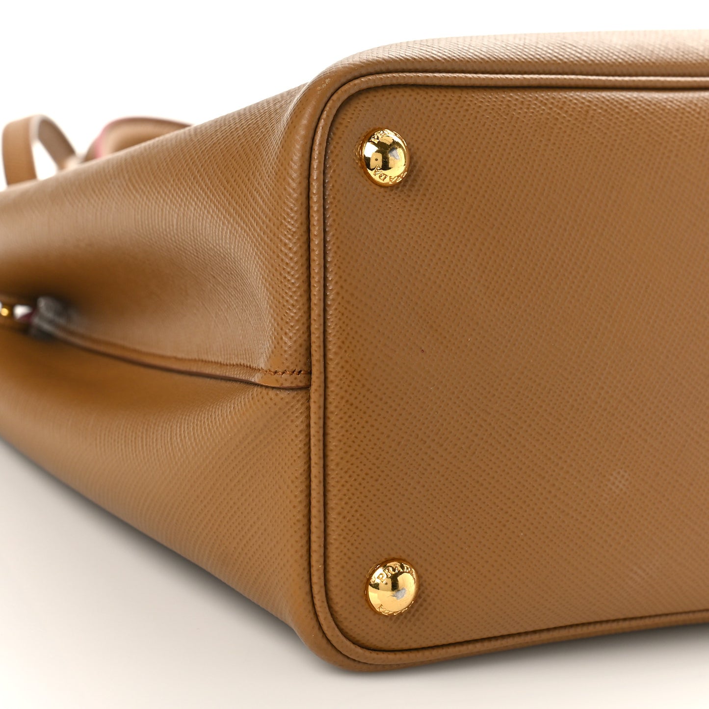 Saffiano Cuir Small Double Bag Caramel Fuoco