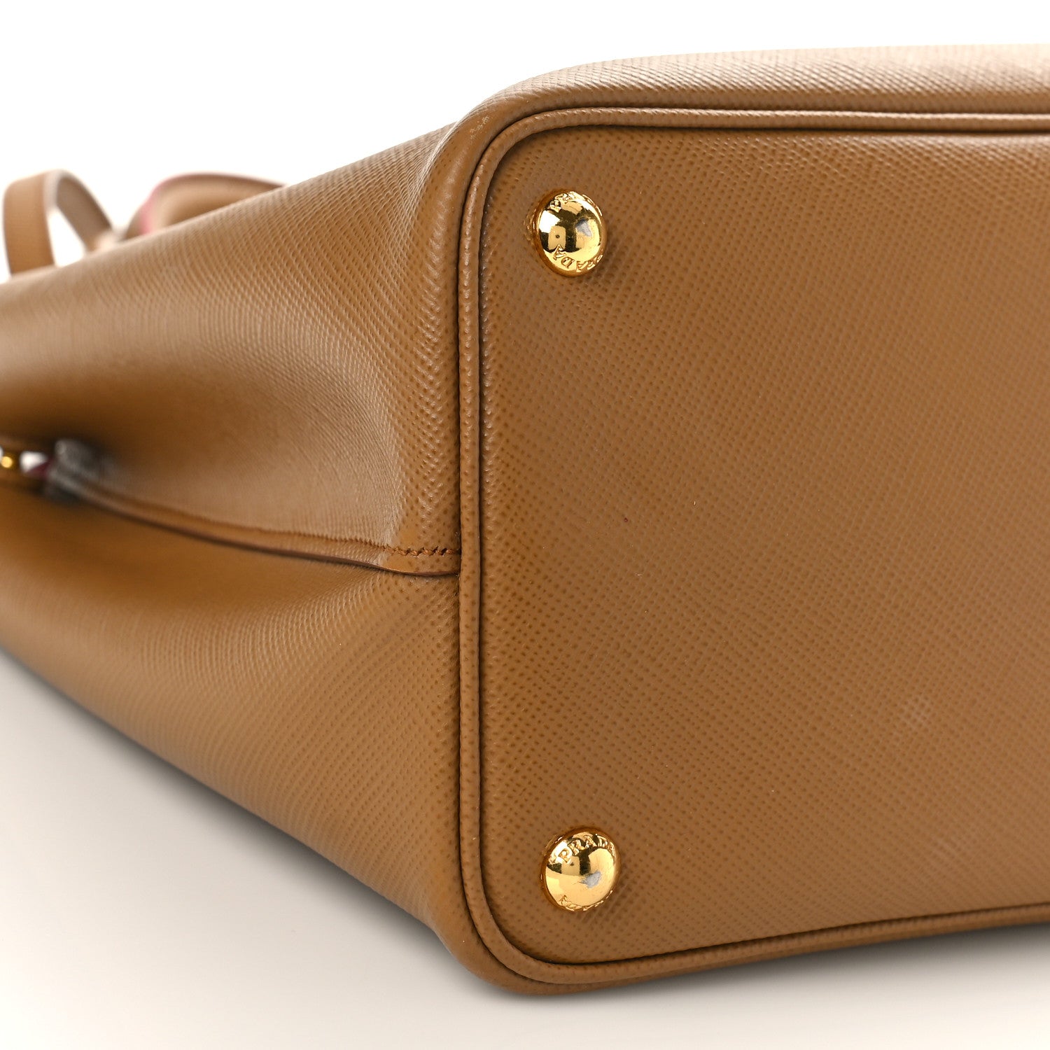 Prada Saffiano Cuir Small Double Bag Caramel Fuoco 7 of 8