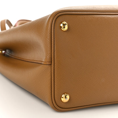 Prada Saffiano Cuir Small Double Bag Caramel Fuoco 7 of 8