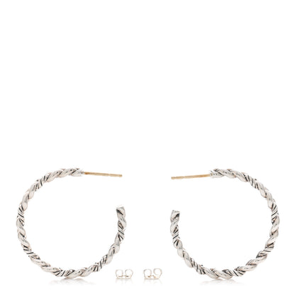 David Yurman Sterling Silver Belmont Curb Link Hoop Earrings 3 of 4