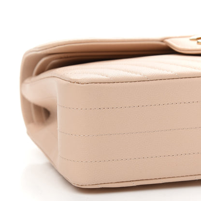 Chanel Caviar Chevron Quilted Small Double Flap Beige 8 of 9