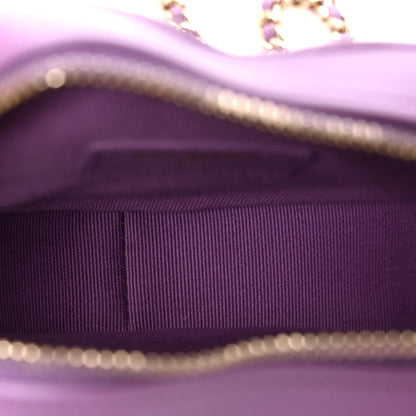 Chanel Lambskin Quilted CC In Love Heart Clutch With Chain Purple 5 of 11