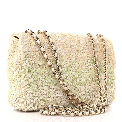 Chanel Shaded Sequin Mini Flap Light Green White Ecru 3 of 10