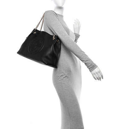 Gucci Pebbled Calfskin Medium Soho Chain Shoulder Bag Black 2 of 11