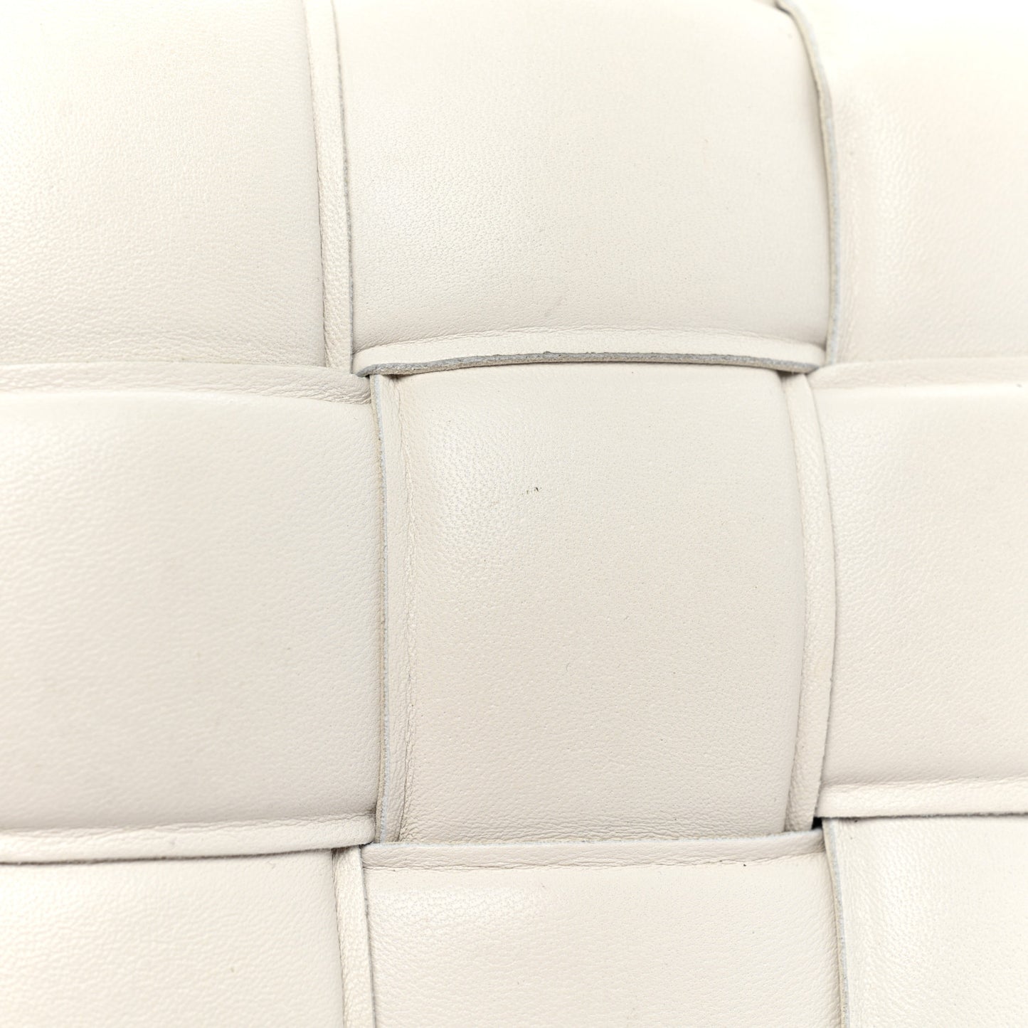 Lambskin Maxi Intreccio Padded Chain Cassette Crossbody Bag White