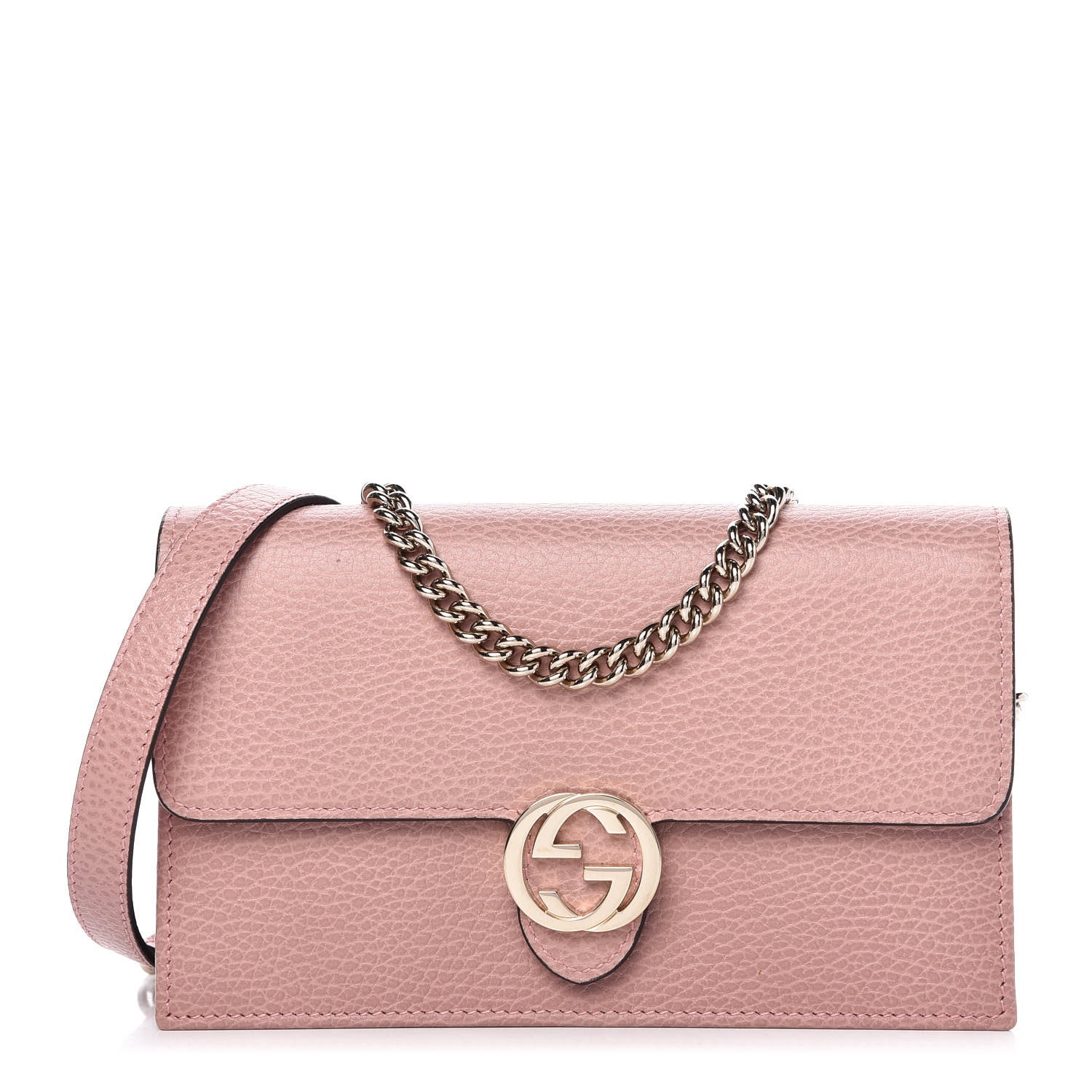 Gucci Dollar Calfskin Interlocking G Chain Wallet Soft Pink 1 of 12