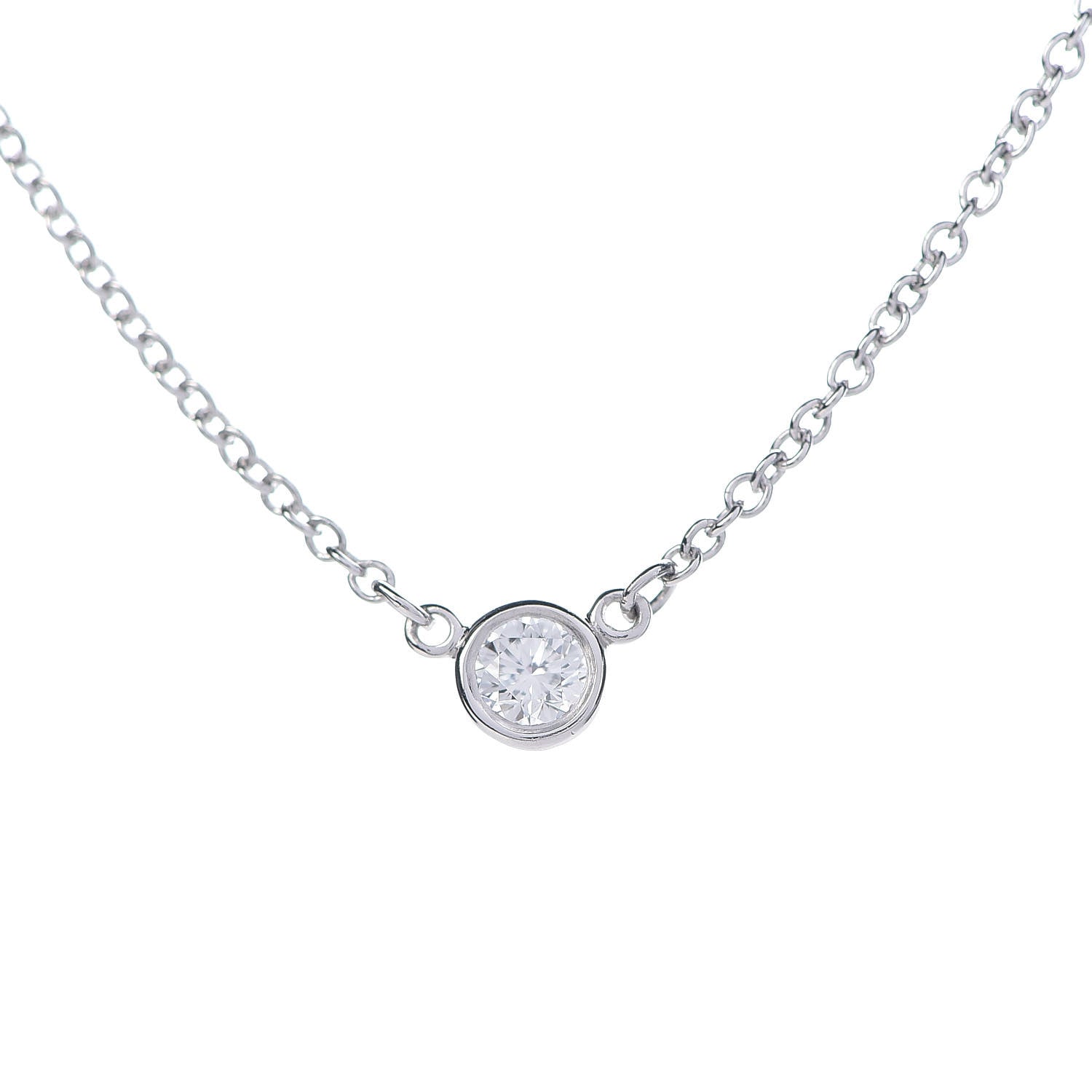 Tiffany Platinum Diamond .08ct Elsa Peretti Diamonds by the Yard Pendant Necklace 4 of 9