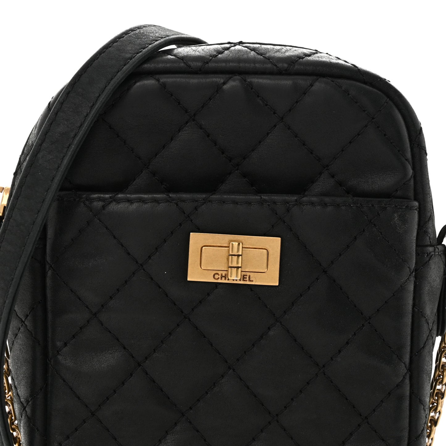 Nubuck Iridescent Calfskin Quilted Reissue Camera Case Black