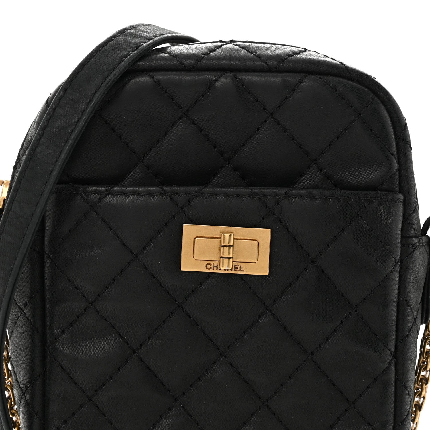 Chanel Nubuck Iridescent Calfskin Quilted Reissue Camera Case Black 8 of 12