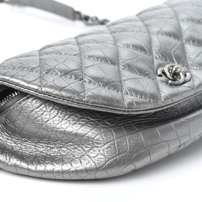 Chanel Metallic Calfskin Crocodile Embossed Quilted Easy Trip Waist Bag Fanny Pack Silver 5 of 9