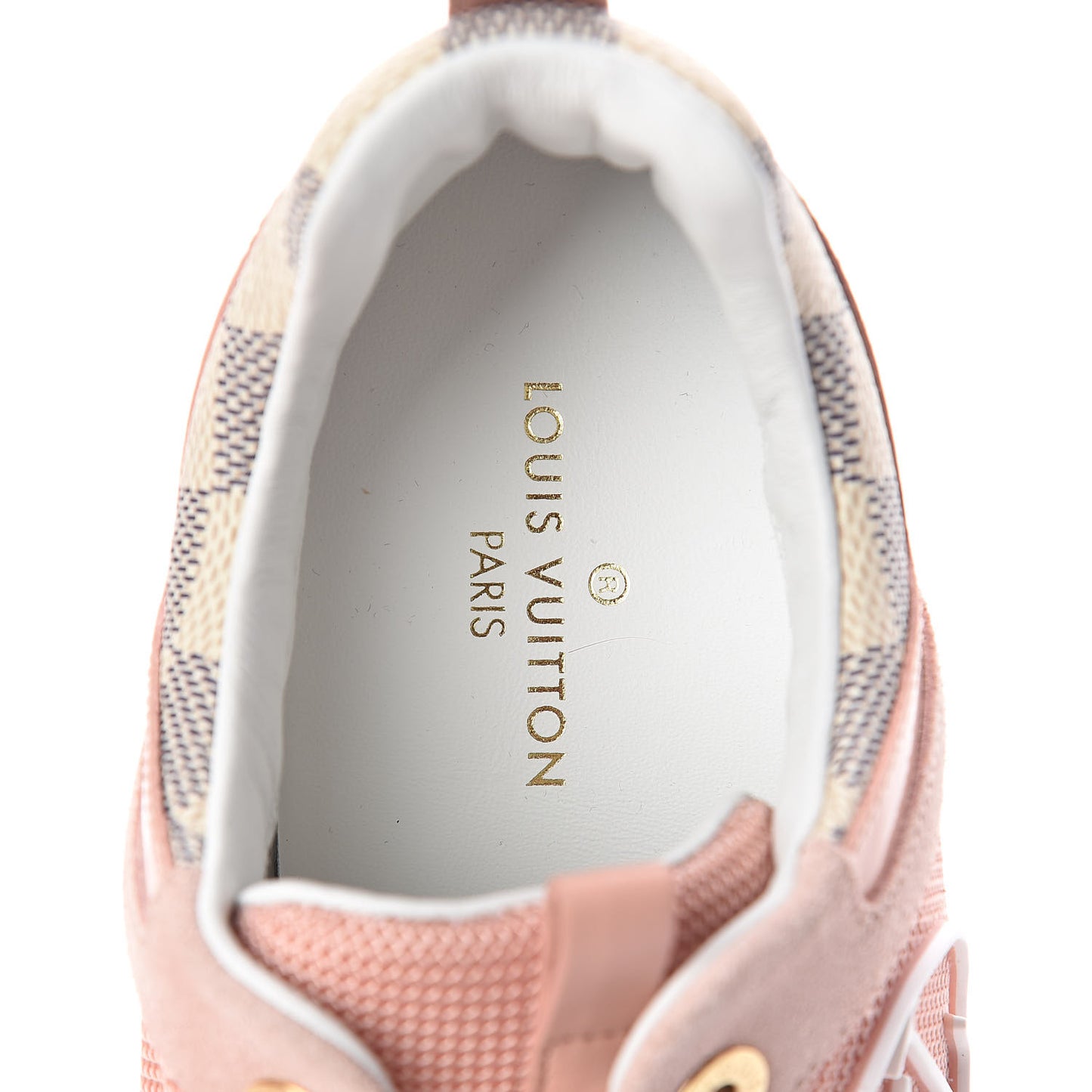 Suede Damier Azur Run Away Sneakers 35 Pink
